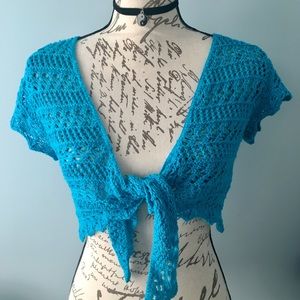 NWOT Say What? Blue Shrug